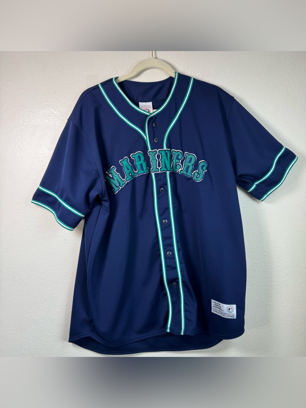 Vintage MLB Seattle Mariners Baseball Retro True Fan Jersey Size L 42-44
